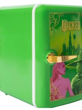 Wicked Green Mini Fridge with Gold Handle NWOT